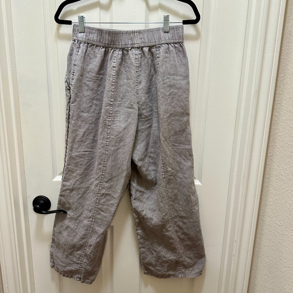 JNY Jones New York Women' 100% Linen Pant Size S Grey Wide Leg Cottagecore Boho - Picture 10 of 11
